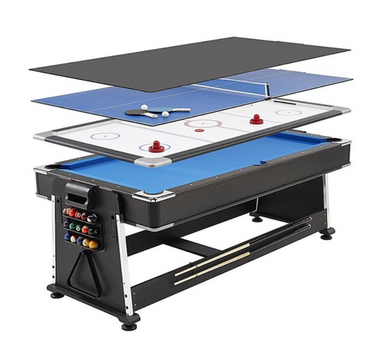 Table multi-jeux 4 en 1 7ft DMV billard air hockey ping-pong
